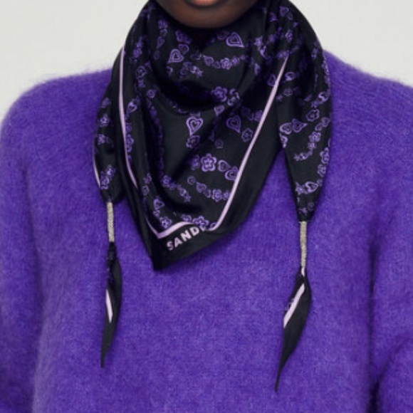 Lozenge Printed Silk Scarf from SANDRO - Picture 1 of 7